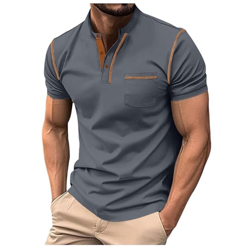 Poloshirt Herren, Hemd Herren Kurzarm Weiß Regular Fit Poloshirts Polohemden Knöpfen/Zip Hemd T-Shirt Sommer Shirts Sport Slim Fit Poloshirt Tshirt Kurzarm V-Ausschnitt Polohemd Golf von Sunnyuk