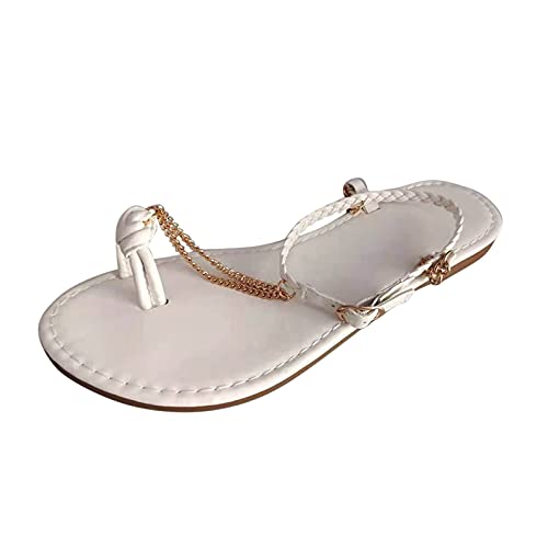 Sandalen Damen Sommer Flach Blau Sommer Schuhe Barfußschuhe Flache Pantoletten Brautschuhe Absatzschuhe Pumps Strandschuhe Sandaletten Elegant Badesandalen Hochzeitssandalen für Frauen von Sunnyuk