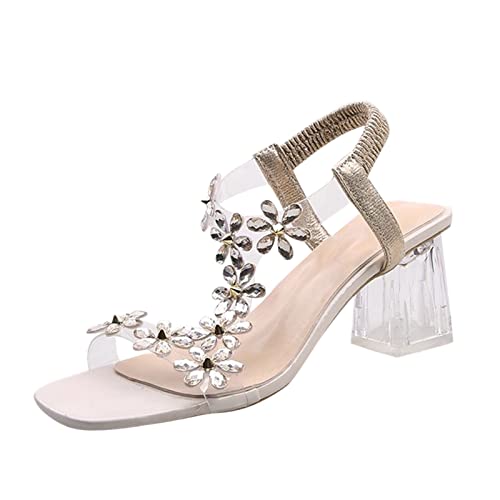 Sandalen Damen Sommer Flach Modern Riemchensandalen Freizeitsandale Blockabsatz Orthopädische Sandals Badesandalen Freizeit Barfußschuhe Flip Flops Strasssteine Absatzschuhe Sommersandalen von Sunnyuk