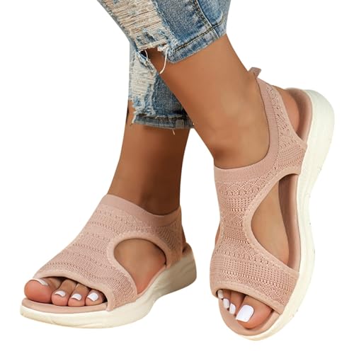 Sandalen Damen elegant, Orthopädische Sandalen Damen Sommer Waschbare Slingback Orthopädische Slide Sport Sandalen mit Weiche Fussbett Bequem Sommerschuhe Casual Strick Sandalen Plateau Sandalen von Sunnyuk