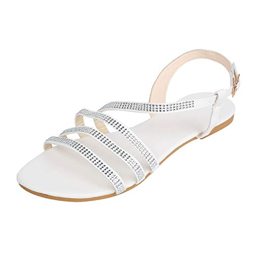 Sandalen Damen mit Absatz Weiß Strass Cross Strap Buckle Sandaletten Damen mit Absatz Rosa Strass rutschfest Schnürung Abendschuhe Sandals Riemchen Sommersandalen mit Absatz Pantoletten von Sunnyuk