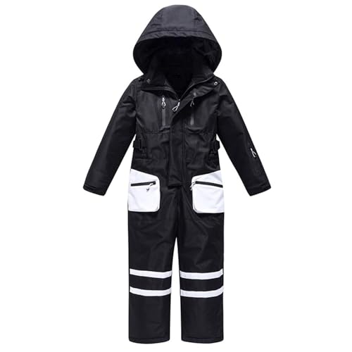 Schneeoverall Jungen mädchen, Schneeanzug Kinder Warm Winddicht Skianzug Reflektierenden Streifen Schneeanzüge Skioverall Wasserdicht Einteilige Schneeoverall Softshellanzug von Sunnyuk