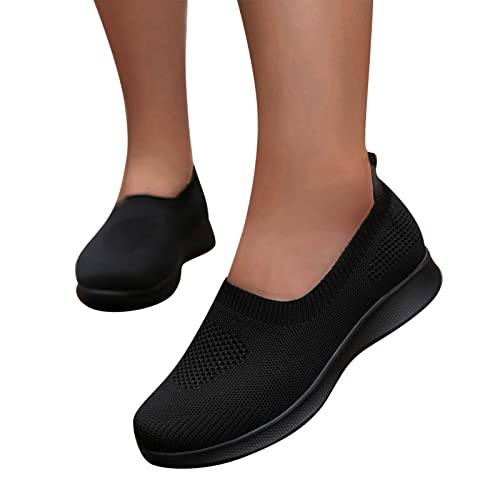 Schuhe Damen Sneaker, Orthopädische Schuhe Damen Weiß Weite H Memory Schaum Sneaker Bequeme Vermascht Walkingschuhe Leicht Atmungsaktiv Turnschuhe Fitnessschuhe Schwarz von Sunnyuk