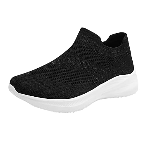 Schwarze Turnschuhe Damen Leder Mesh Hohle Elegant Sportlich Schuhe Sneaker Frauen Weiße Sportschuhe Wanderschuhe Schnürschuhe Slip-On Schuhe Fußballschuhe für Outdoor Jogging Fitness von Sunnyuk