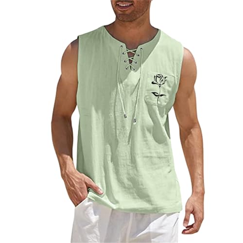 Sleeveless Shirt Herren, Tank Top Herren Casual Sport T-Shirts Muskelshirt Sommer Hiwaii Herren Tank Top Fitness Unterhemd Männer Ärmelloses Tanktops Rundhals Baumwolle Trägershirt Oberteile von Sunnyuk