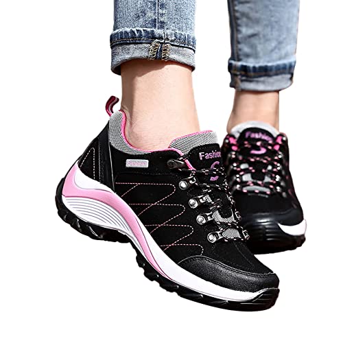 Sneaker Damen Bunt 41 Rote Turnschuhe Damen Mesh Hohle Elegant Laufschuhe Frauen Sportschuhe Schwarz Gold Trainingsschuhe Walkingschuhe für Schule Walking Fitness Gym Sport von Sunnyuk