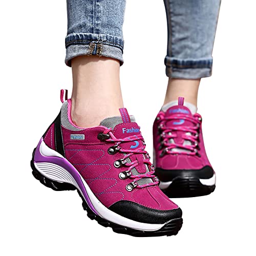 Sneaker Damen Bunt 41 Rote Turnschuhe Damen Mesh Hohle Elegant Laufschuhe Frauen Sportschuhe Schwarz Gold Trainingsschuhe Walkingschuhe für Schule Walking Fitness Gym Sport von Sunnyuk