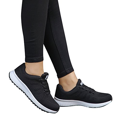 Sneaker Damen Weiss Leder Laufschuhe Sportschuhe Sale Leicht Weiche Schuhe Frauen Sneaker Freizeit Cushion Fitnessschuhe Workout Running Halbschuhe Freizeitschuhe Walkingschuhe von Sunnyuk