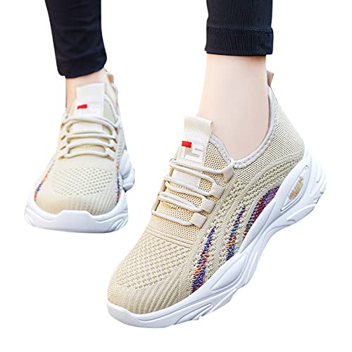 Sneaker Damen Weiss Turnschuhe Damen Weiss Leder Freizeit Trainer Fitness Sportlich Schuhe Frauen Sportschuhe Weisse Sohle Wanderschuhe Schnürschuhe für Training Sporthalle Outdoor von Sunnyuk