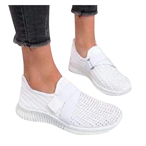 Sneaker Damen Weiss Vermascht Memory Schaum Schuhe Walkingschuhe Leicht Weite H Orthopädische Bequeme Atmungsaktiv Turnschuhe Sportschuhe Schwarz Outdoor von Sunnyuk