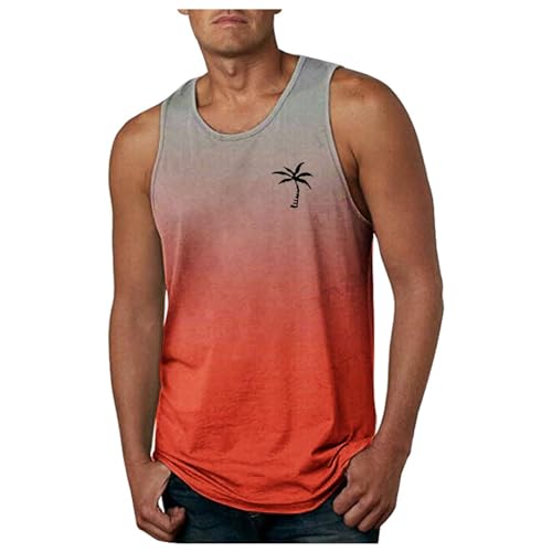 Sport Tanktop Herren, Muskelshirts Herren Casual Tanktops Ärmelloses Hiwaii Herren Tank Top Sport Fitness Muskelshirt Trägershirt Rundhals Sommer Oberteile Männer Baumwolle Unterhemd T-Shirts von Sunnyuk