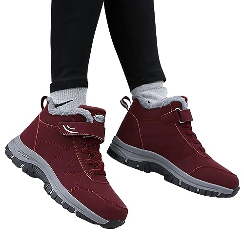 Stiefeletten Damen Schwarz, Damen Schuhe Winter Warm Gefüttert Snowboot Schneestiefel Wasserdicht Kurze Stiefeletten Winterschuhe Komfort Winter Boots Winterboots Winterstiefel Ankle Boots von Sunnyuk