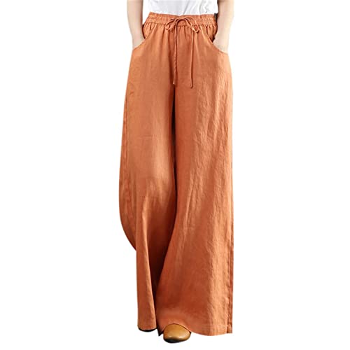 Sunnyuk Sommerhosen Damen leicht und luftig, Leinenhose Damen Sommer Lang Stoffhose Leinen Leicht Hose Damen Luftig Casual Baumwolle Leinenhose Bequeme Stretch Strandhose Schlupfhose von Sunnyuk