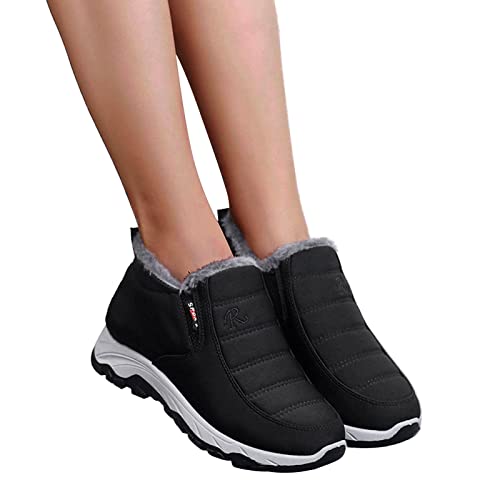 Sunnyuk Stiefeletten für Damen Gefüttert, Damen Winterschuhe Weite H Wasserdicht Komfort Schneestiefel Snowboot Warm Kurze Stiefeletten Gefüttert Winter Boots Winterboots Winterstiefel Ankle Boots von Sunnyuk