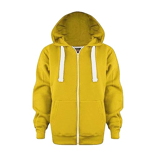 Sweatjacke Jungen Mädchen Hoodie Jacke mit Reißverschluss Einfarbig Kapuzenpullover Langarm Locker Kapuzenjacke mit Kordelzug&Taschen Fleecejacke Kinder Rippensaum Sweatshirt 140 Herbst Winter von Sunnyuk