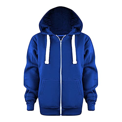 Sweatjacke Jungen Mädchen Hoodie Jacke mit Reißverschluss Einfarbig Kapuzenpullover Langarm Locker Kapuzenjacke mit Kordelzug&Taschen Fleecejacke Kinder Rippensaum Sweatshirt 140 Herbst Winter von Sunnyuk