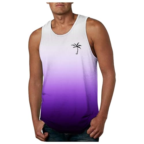 Tanktop Herren weiß, Herren Tank Top Fitness Sport Oberteile Rundhals Tanktop Herren Sommer Casual Trägershirt Muskelshirt Hiwaii Ärmelloses T-Shirts Männer Atmungsaktive Unterhemd Tanktops von Sunnyuk