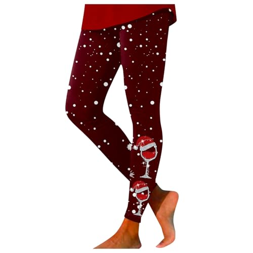 Thermo Leggings Damen Weihnachten, Weihnachts Leggings Damen Warm Stretch Weihnachtsleggings Yoga Hosen Elegante Festliche Sportleggins Winter Weihnachten Weihnachtsoutfit High Waist Weihnachtshose von Sunnyuk