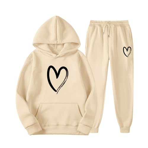 Trainingsanzug Damen Set,Freizeitanzug Damen Winter Sportanzug Elegant Hausanzug Kapuzenpullover 2-Teilig mit Kapuze Warm Trainingsanzug Set Jogginganzug Baggy Hoodie Jogginghose von Sunnyuk