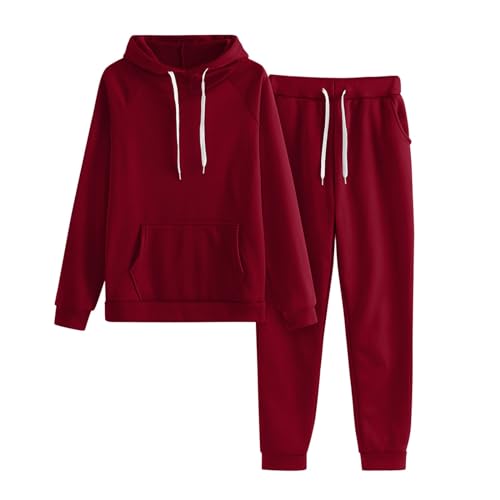 Trainingsanzug Damen Set XXL,Trainingsanzug Damen Große Größen Jogginganzug Set Baggy Hausanzug Kapuzenpullover 2-Teilig mit Kapuze Elegant Sportanzug Warm Hoodie Jogginghose von Sunnyuk