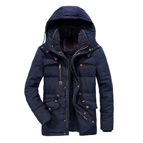 Übergangsjacke Herren mit Kapuze, Parka Herren Winter Fleecefutter Dicker Kapuzenjacke Viele Taschen Winddichter Winterjacke Winterparka mit Kapuze Warm Wintermantel Outdoor Funktionsparka, L-5XL von Sunnyuk