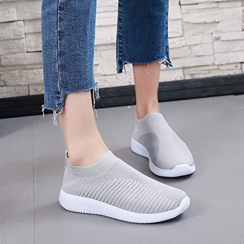 Walkingschuhe Damen mit Dämpfung Leicht, Sneaker Damen Weiss Leicht Vermascht Walkingschuhe Schuhe Weite H Atmungsaktiv Orthopädische Memory Schaum Bequeme Wanderschuhe Trekkingschuhe Schwarz von Sunnyuk