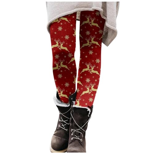 Weihnachtsleggings Damen Gefüttert, Weihnachtsleggings Damen Elegante Winter Weihnachts Leggings Yoga Hosen Warm Weihnachten Sportleggins High Waist Festliche Weihnachtshose Stretch Weihnachtsoutfit von Sunnyuk