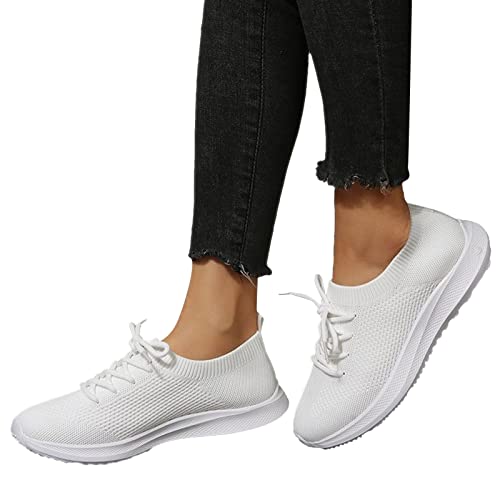 Weiße Sneaker Damen Plateau Weiße Turnschuhe Damen Freizeit Trainer Fitness Laufschuhe Frauen Leichte Sportschuhe Rot Wanderschuhe Schnürschuhe für Jogging Fitness Camper von Sunnyuk