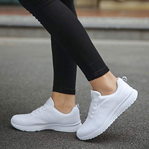 Weiße Turnschuhe Damen Breite Flach Modische Laufen Schuhe Frauen Sportschuhe Fitnessstudio Weiß Fitnessschuhe Laufschuhe Cheerleading-Schuhe Halbschuhe für Jogging Fitness Camper von Sunnyuk