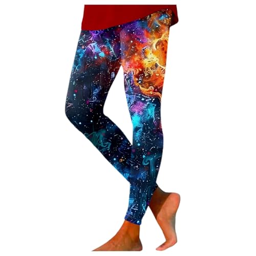 bunte leggings damen galaxy sterne, Galaxie Glitzer Leggings Damen 3D Sternenhimmel Drucken Yoga Leggings Sportleggins Lang Zumba Bunte Leggings Strumpfhose Workout Shiny Yogahose Weltall Kostüm Damen von Sunnyuk