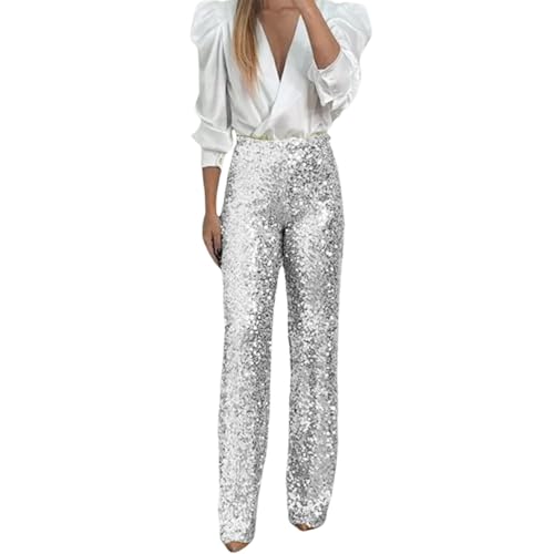 glitzerhose, Glitzer Hose Damen Lang Festliche Hohe Taille Pailletten Pailettenhose Party Palazzo Glitzerhose Freizeithose Silber Schlaghose Breite Bein Rave Hosen glitzerhose, Glitzer Hose Damen Lang Festliche Hohe Taille Pailletten Pailettenhose Party Palazzo Glitzerhose Freizeithose Silber Schlaghose Breite Bein Rave Hosen von Sunnyuk