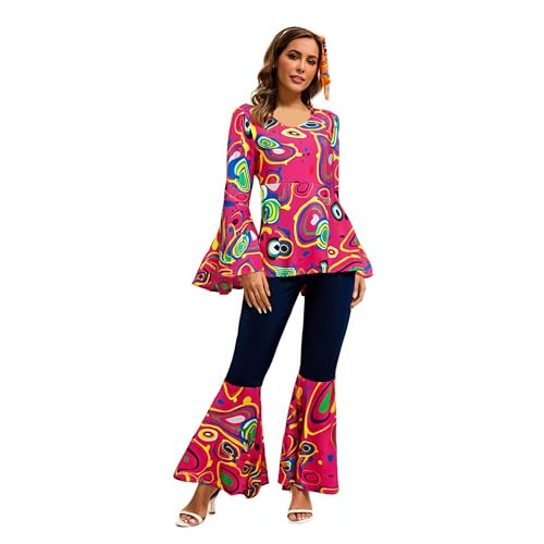 kostüme Damen, Hippie Kostüm Damen, 60er 70er Jahre Outfit, Abba Kostüm, Flower Power Kleidung, Oberteil mit Ausgestellten Ärmeln, Schlaghose Hippie kostüme Damen, Hippie Kostüm Damen, 60er 70er Jahre Outfit, Abba Kostüm, Flower Power Kleidung, Oberteil mit Ausgestellten Ärmeln, Schlaghose Hippie von Sunnyuk