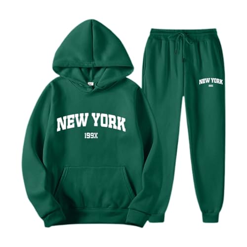 sportanzug damen set xxl, Jogginganzug Damen Set Herren Trainingsanzug Winter Baggy Buchstaben Druck Zweiteiler mit Kapuze Oversize Streatwear Hausanzug 2-Teilig Kuschelig Sportanzug Unisex von Sunnyuk