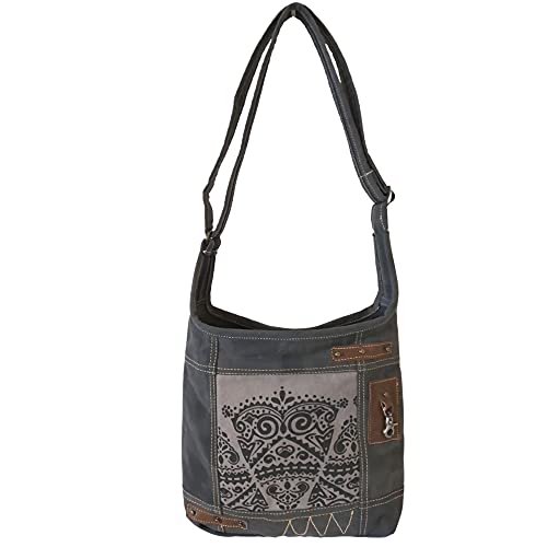 Sunsa Damen Hobo Tasche. Umhängetasche, Handtasche aus Canvas & Leder. Nachhaltige Produkte, Groß Vintage Shoulder bag, Schultertasche, schwarz/grau Segeltuch Crossbody Sunsa Damen Hobo Tasche. Umhängetasche, Handtasche aus Canvas & Leder. Nachhaltige Produkte, Groß Vintage Shoulder bag, Schultertasche, schwarz/grau Segeltuch Crossbody von Sunsa