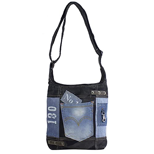 Sunsa Damen Tasche. Umhängetasche aus recycelte Jeans Canvas und Leder. Hobo Jeanstasche. Nachhaltige Schultertasche. Vintage Crossbody Damentasche. Taschen für Sie/Ihn (blau) Sunsa Damen Tasche. Umhängetasche aus recycelte Jeans Canvas und Leder. Hobo Jeanstasche. Nachhaltige Schultertasche. Vintage Crossbody Damentasche. Taschen für Sie/Ihn (blau) von Sunsa