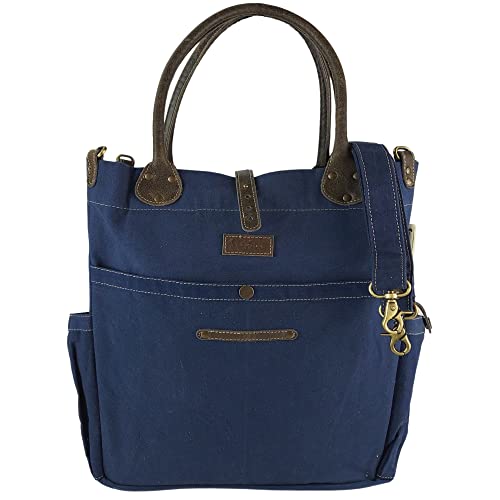 Sunsa Damen groß Handtasche. Tasche aus Canvas & Leder. Nachhaltige Schultertasche. D.Blaue Shopper Ordner A4 geeignet. Sunsa Damen groß Handtasche. Tasche aus Canvas & Leder. Nachhaltige Schultertasche. D.Blaue Shopper Ordner A4 geeignet. von Sunsa