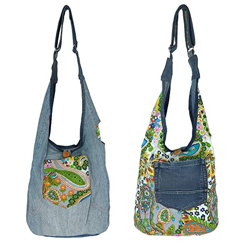 Sunsa Damen nachhaltig Hobo Tasche, Umhängetasche aus recycelte Jeans & Baumwolle. Boho Crossbody Bag. Schultertasche Frauen/Mädchen Geschenkidee Sunsa Damen nachhaltig Hobo Tasche, Umhängetasche aus recycelte Jeans & Baumwolle. Boho Crossbody Bag. Schultertasche Frauen/Mädchen Geschenkidee von Sunsa