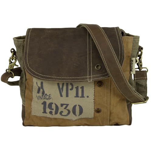 Sunsa Vintage Umhängetasche. Kleine Tasche aus Canvas & Leder. Nachhaltige Messenger Bag. Geschenk Ideen für Sie/Ihn Sunsa Vintage Umhängetasche. Kleine Tasche aus Canvas & Leder. Nachhaltige Messenger Bag. Geschenk Ideen für Sie/Ihn von Sunsa