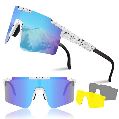 1X Schnelle Brille,Fahrradbrille,Rave Sonnenbrille Herren Damen mit Verstellbarem Bügel,Sportbrille Rennrad Brille Herren,Polarisierte UV400 Schutzbrille Radsportbrille zum Laufen Glof Ski im Freie 1X Schnelle Brille,Fahrradbrille,Rave Sonnenbrille Herren Damen mit Verstellbarem Bügel,Sportbrille Rennrad Brille Herren,Polarisierte UV400 Schutzbrille Radsportbrille zum Laufen Glof Ski im Freie von Sunwuun