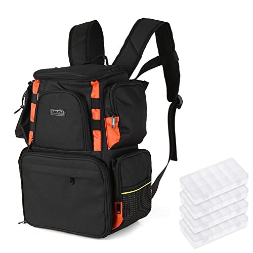 Sunydog Angeln Tasche Rucksack Angeln Köder Box Lagerung Tasche mit 4 Angeln Tackle Boxen von Sunydog