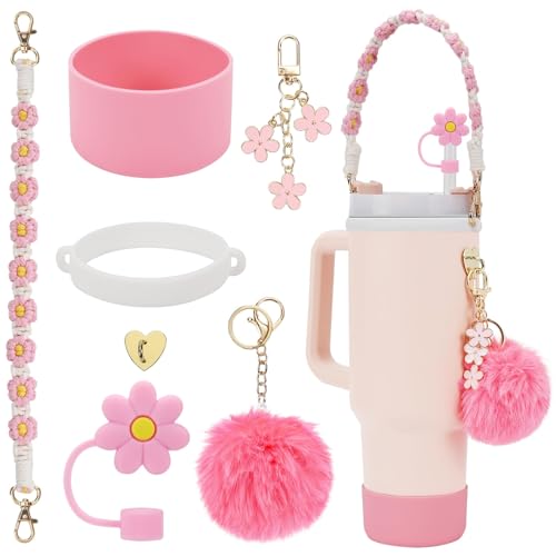 Supchamp Cup Zubehör Set für Stanley Cup - Wasserflasche Griff Riemen, Silikon Abdeckung, Cup Stiefel, Silikonmanschette Accessories für Stanley Cup 800ML-1000ML Tumbler Rosa Supchamp Cup Zubehör Set für Stanley Cup - Wasserflasche Griff Riemen, Silikon Abdeckung, Cup Stiefel, Silikonmanschette Accessories für Stanley Cup 800ML-1000ML Tumbler Rosa von Supchamp