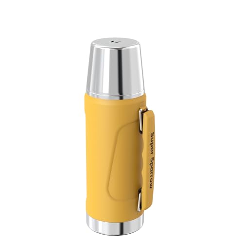 Super Sparrow Thermosflasche Edelstahl Trinkflasche - BPA-Frei - 1000ml - Auslaufsicherer Deckel Fungiert als Trinkbecher - Hält 12/24 Std. Heiß/Kalt - Thermoskanne für Sport, Outdoor von Super Sparrow