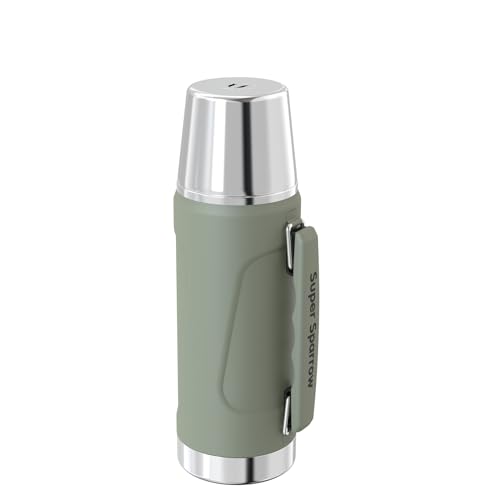 Super Sparrow Thermosflasche Edelstahl Trinkflasche - BPA-Frei - 1000ml - Auslaufsicherer Deckel Fungiert als Trinkbecher - Hält 12/24 Std. Heiß/Kalt - Thermoskanne für Sport, Outdoor von Super Sparrow