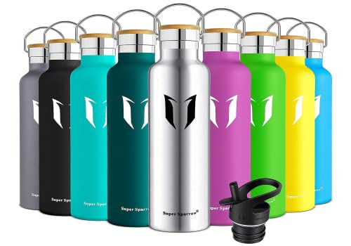 Super Sparrow Trinkflasche Edelstahl -1000ml- Auslaufsicher Thermoskanne, BPA-Frei Wasserflasche - Kohlensäure Thermosflasche für Kinder, Sprudel, Sport, Uni, Schule, Fitness, Outdoor, Camping von Super Sparrow