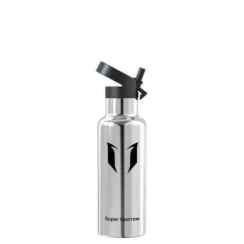 Super Sparrow Trinkflasche Edelstahl - Ultraleicht Thermobecher - 500ml - Standardmund Stroh-Deckel - BPA-Frei Thermoskanne, Thermosflasche für Sport, Travel, Schule, Outdoor von Super Sparrow