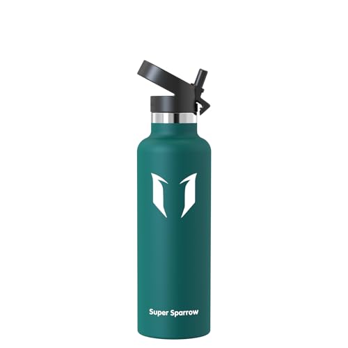 Super Sparrow Trinkflasche Edelstahl - Ultraleicht Thermobecher - 750ml - Standardmund Stroh-Deckel - BPA-Frei Thermoskanne, Thermosflasche für Sport, Travel, Schule, Outdoor von Super Sparrow