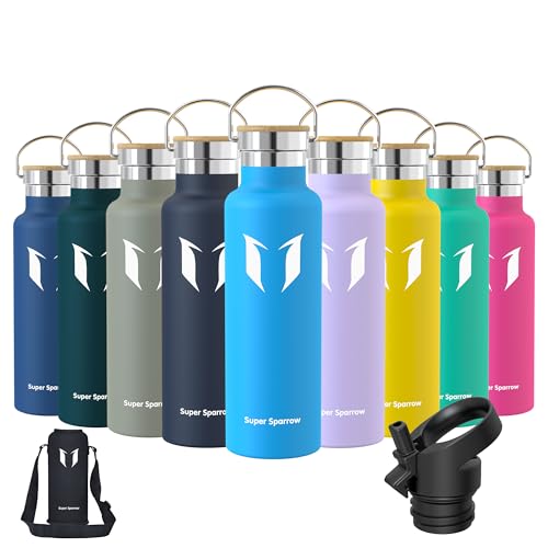 Super Sparrow Trinkflasche Edelstahl -620ml- Auslaufsicher Thermoskanne, BPA-Frei Wasserflasche - Kohlensäure Thermosflasche für Kinder, Sprudel, Sport, Schule, Fitness, Outdoor, Camping von Super Sparrow