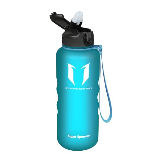 Super Sparrow Trinkflasche mit Strohhalm - Tritan Wasserflasche - 1.5L - BPA-Frei - Ideale Sportflasche - Auslaufsichere Trinkflaschen für Kinder - Leicht, Nachhaltig von Super Sparrow