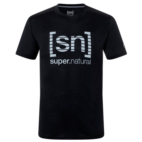 super.natural - Grid Logo Tee - Merinoshirt Gr 48/50 - M schwarz von Super.Natural