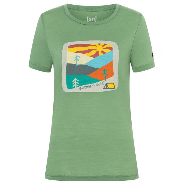 super.natural - Women's Mountain Art Tee - Merinoshirt Gr M grün von Super.Natural